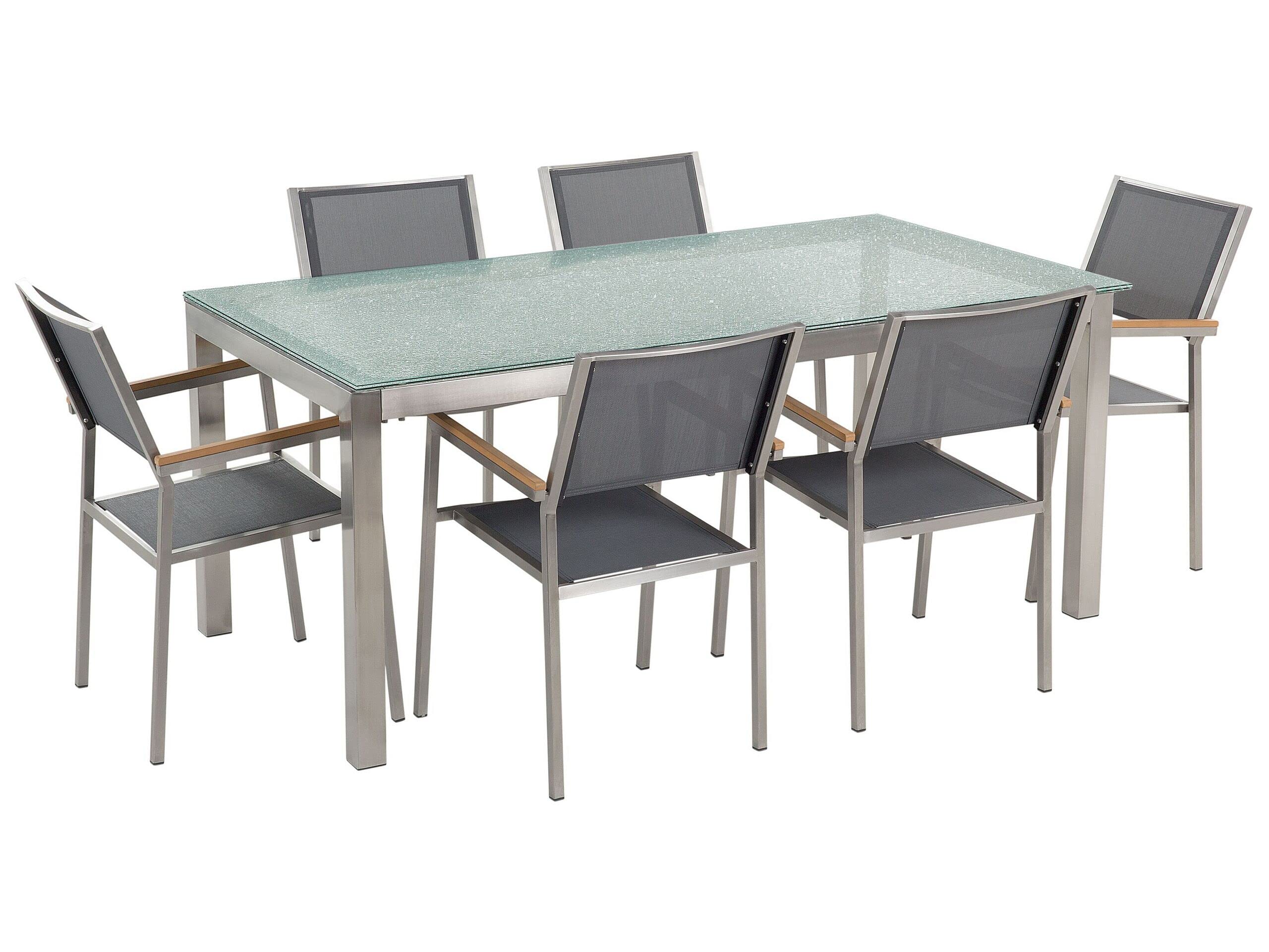 beliani-grosseto-gartenset-180cm-grau-6-st-hle image 1