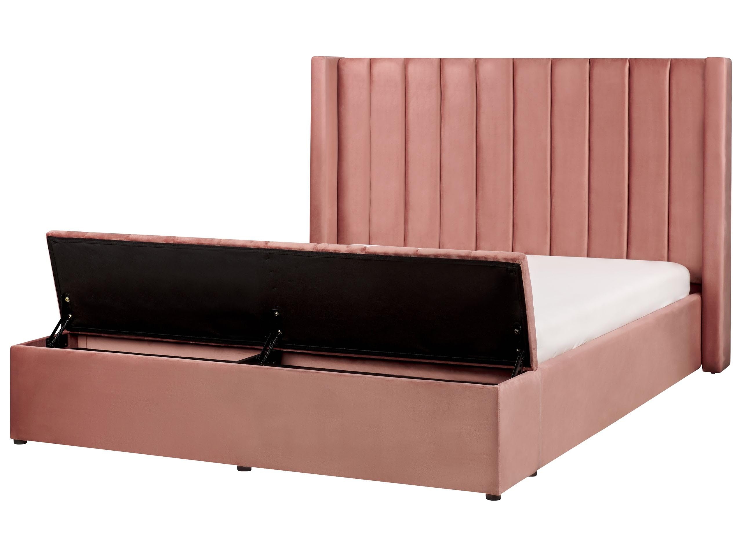 beliani-noyers-samtbett-160x200-rosa-mit-stauraum image 1