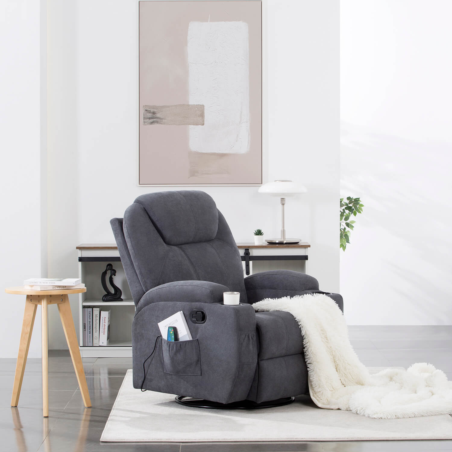 homall-recliner-chair-relaxsessel-massagesessel-stoff-grau image 3