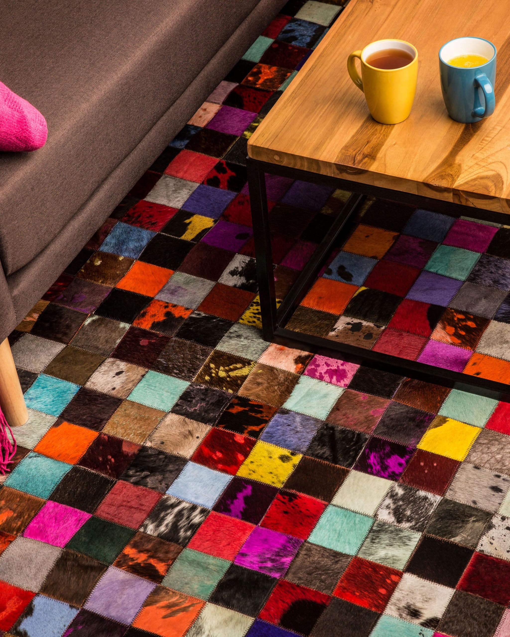 beliani-enne-lederteppich-200x300-cm-bunt-patchwork image 2