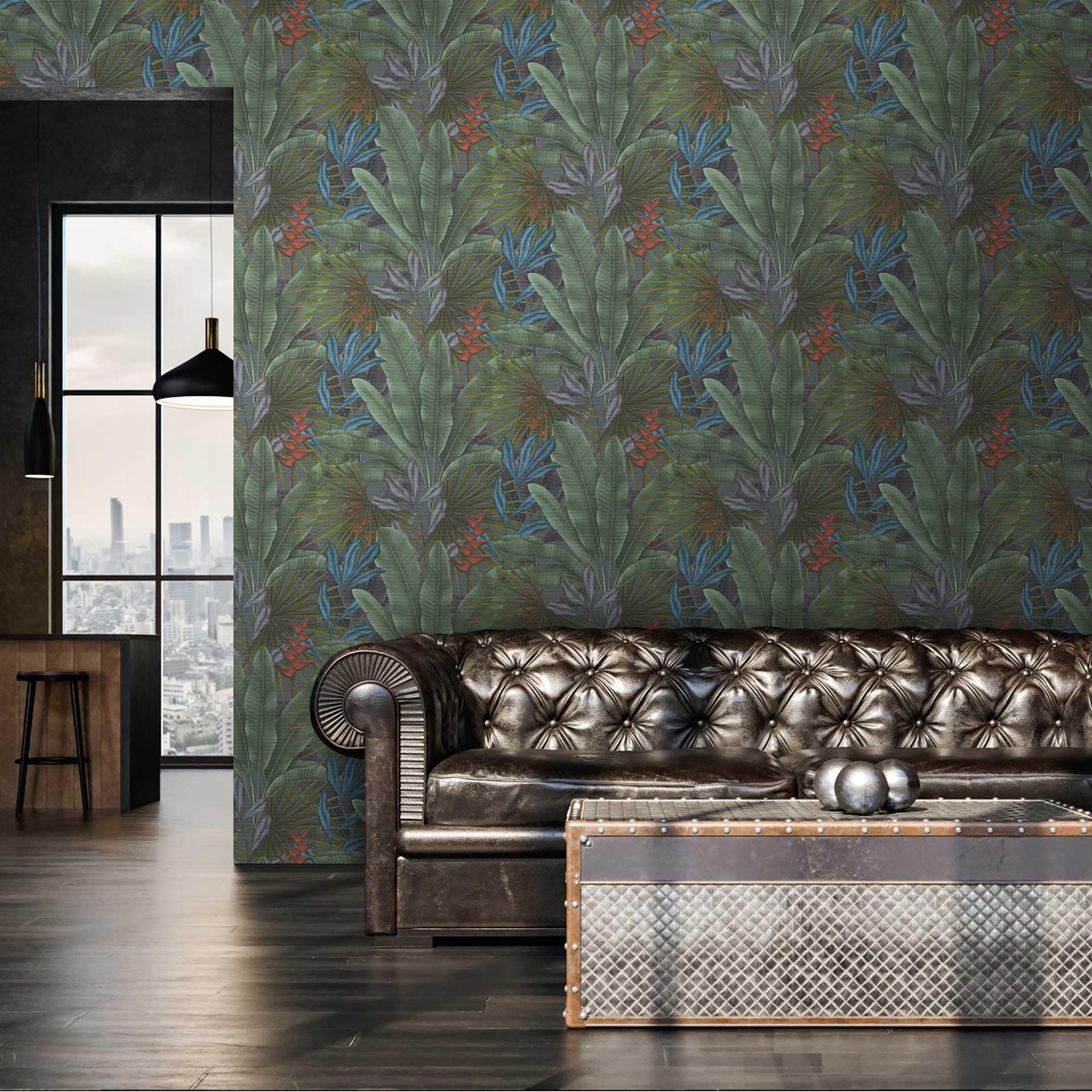 livingwalls-say-hi-palmenblatt-vliestapete-gr-n-grau-blau image 6