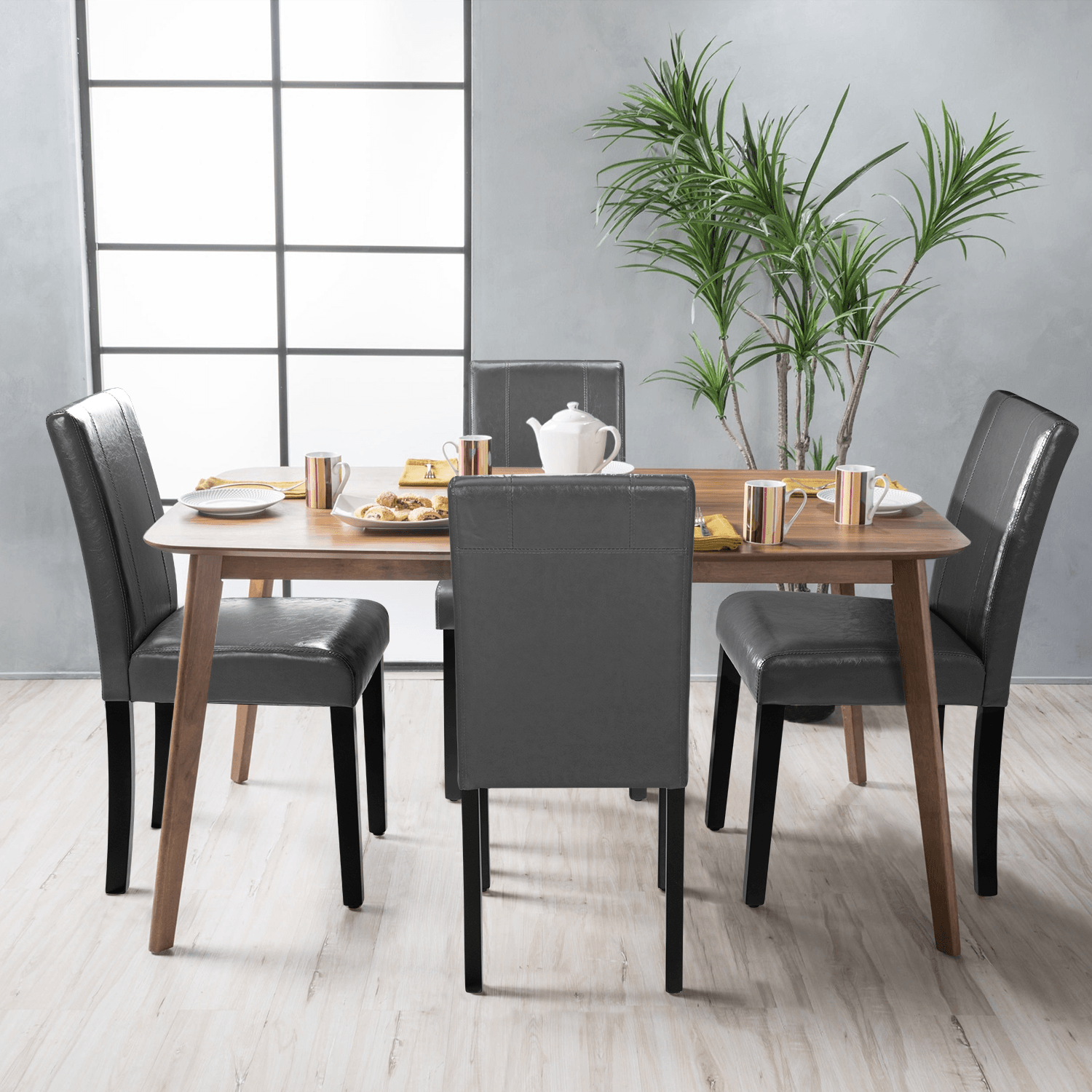 homall-modern-dining-chair-esszimmerstuhl-4er-set-beige-kunstleder image 3