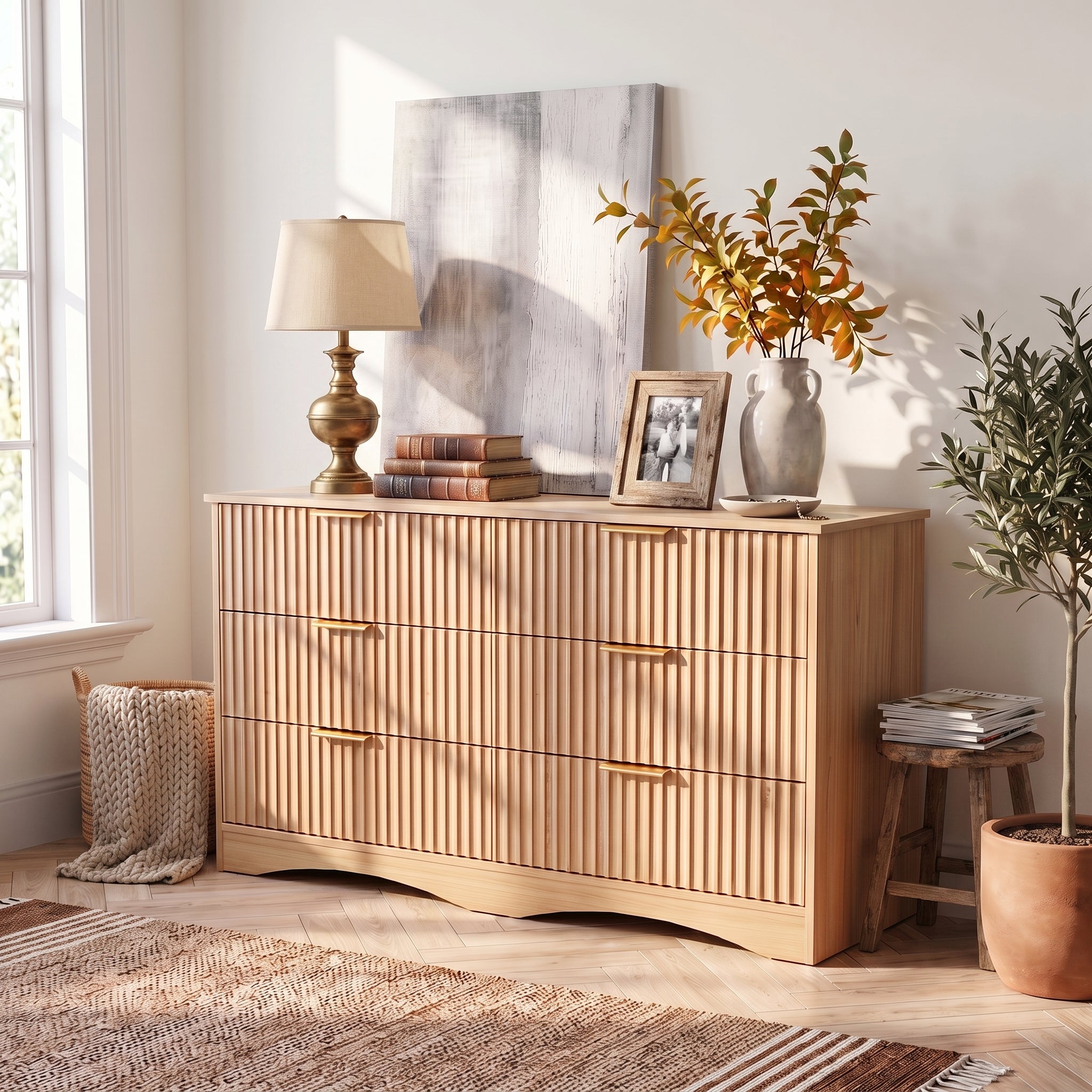 homall-bedroom-kommode-6-schubladen-natur-holz-modern image 4