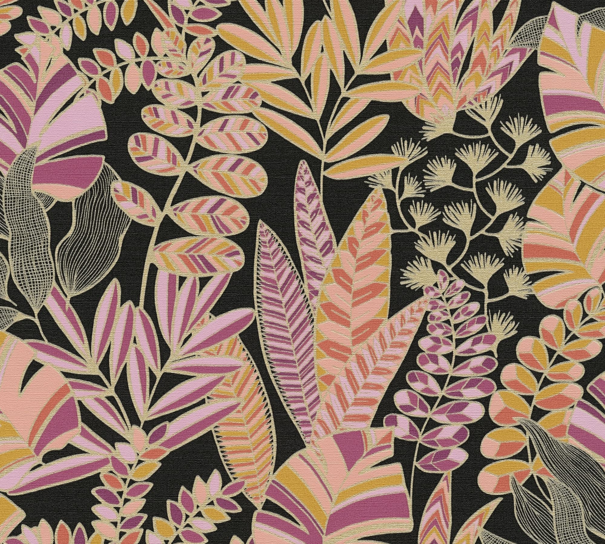 a-s-cr-ation-antigua-390953-vliestapete-schwarz-pink-bl-tter image 5