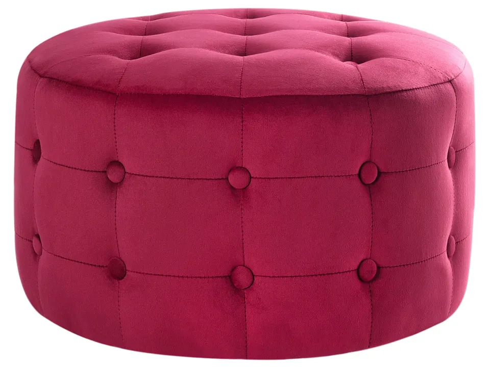 beliani-tampa-pouf-velours-rot-chesterfield-55x30-cm image 1