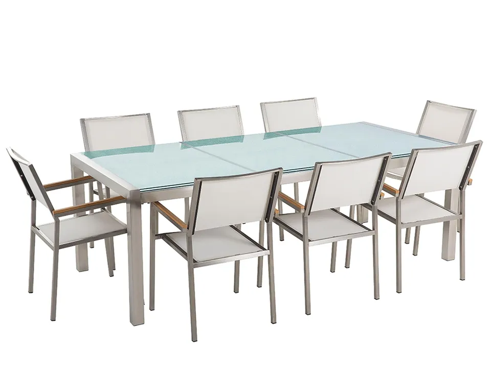 beliani-grosseto-gartenm-bel-set-wei-glas-220-cm-8-st-hle image 1