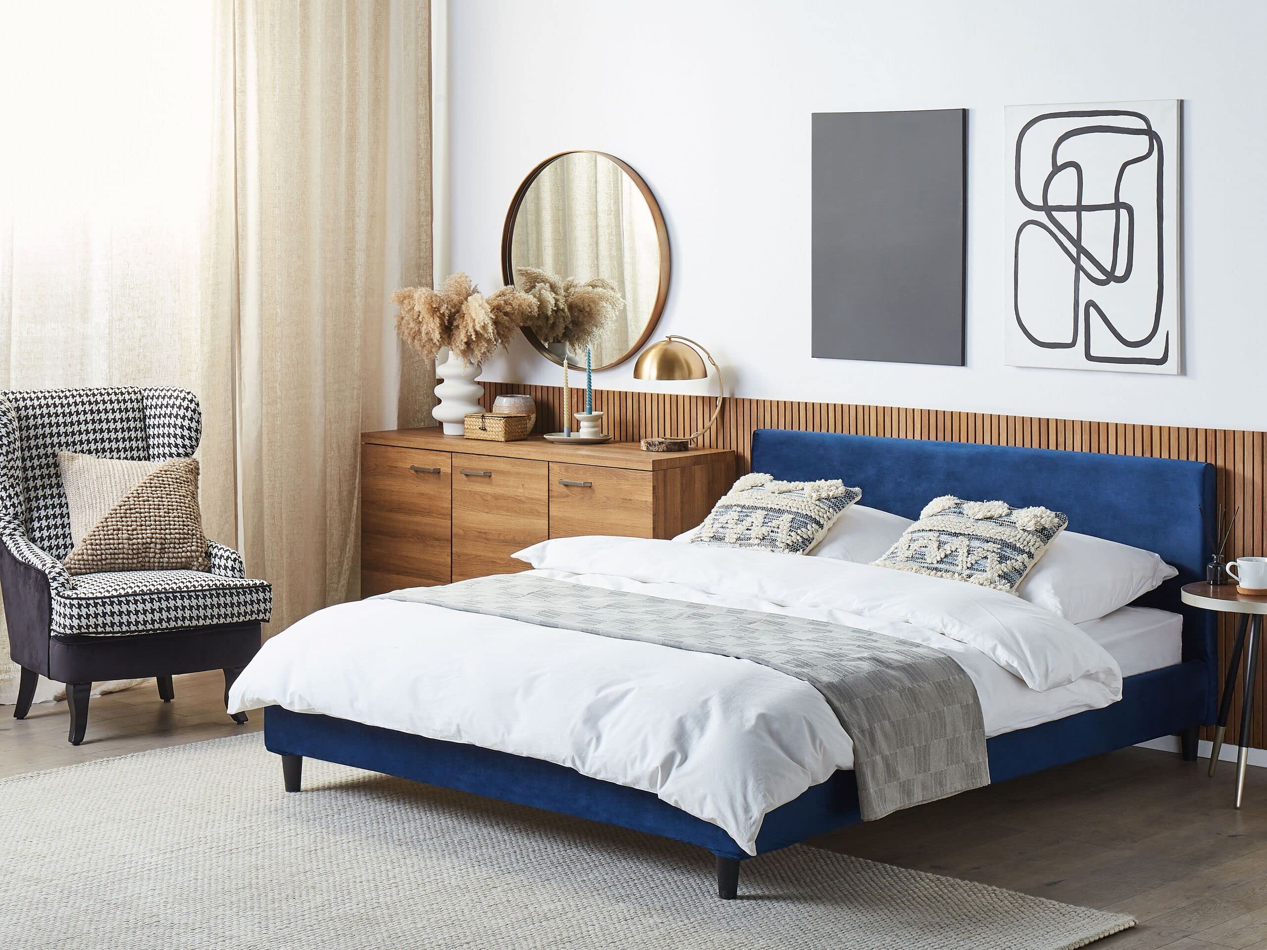 beliani-doppelbett-160x200-samt-dunkelblau-abnehmbar image 2