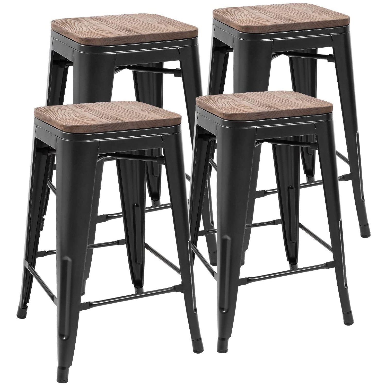 homall-metal-barhocker-set-4-teilig-holz-schwarz-61cm image 8
