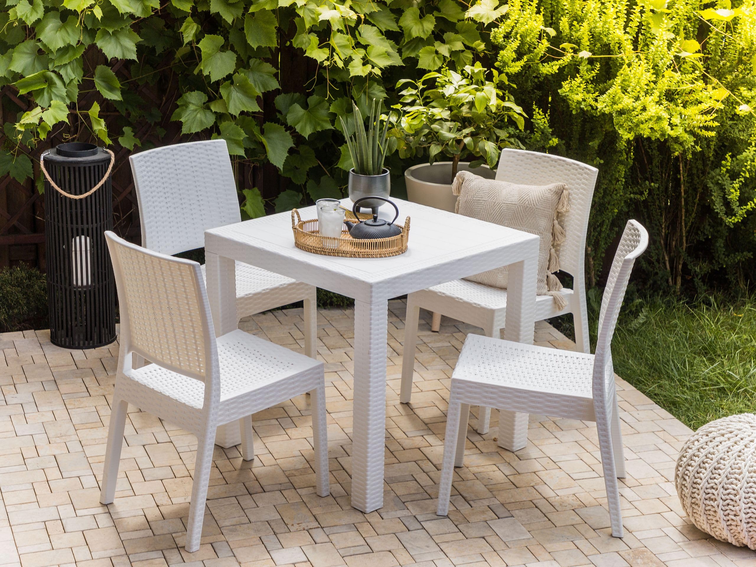 beliani-fossano-gartentisch-wei-80x80-cm-rattanoptik image 2
