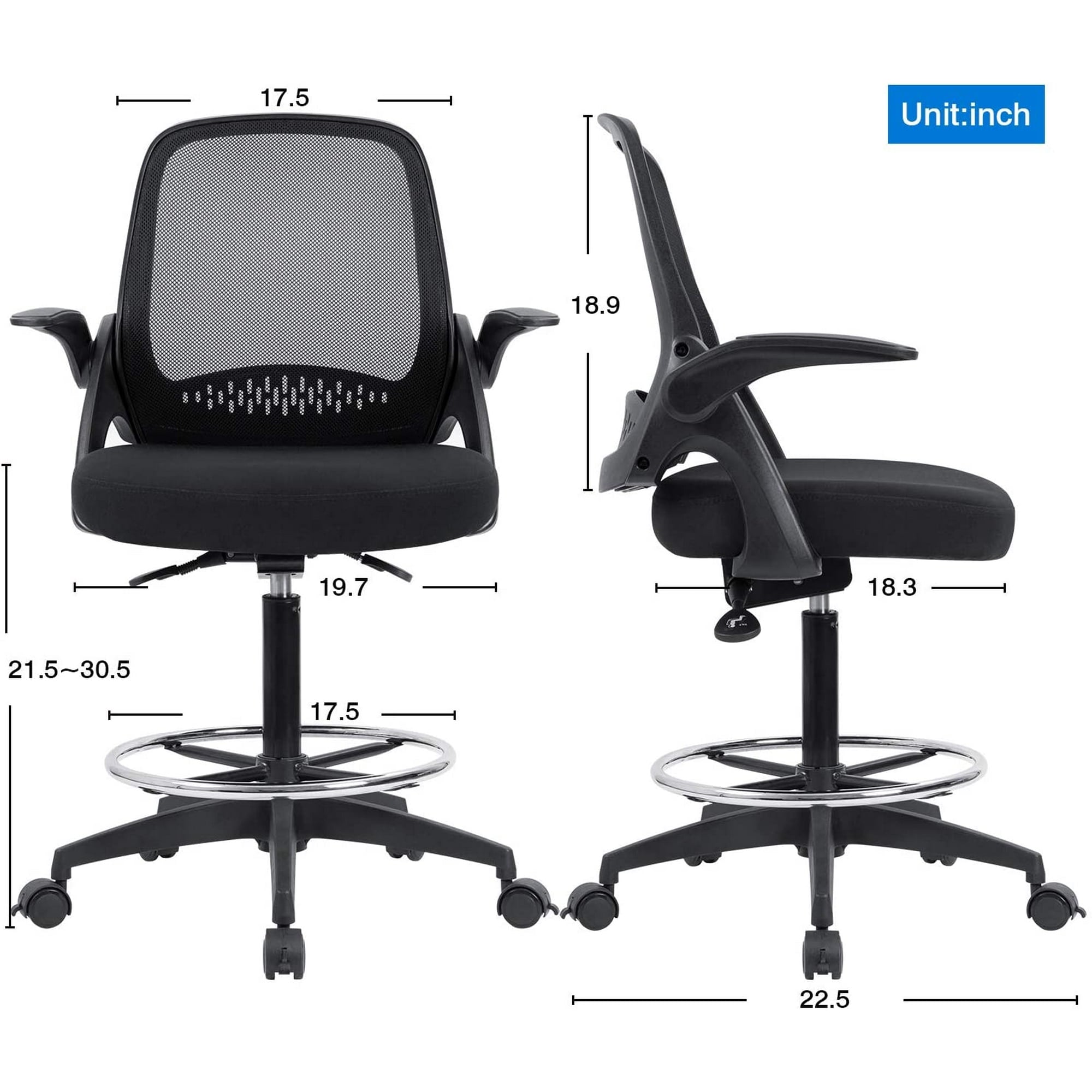 homall-standing-desk-b-rostuhl-hoch-schwarz-mit-fu-ring image 3