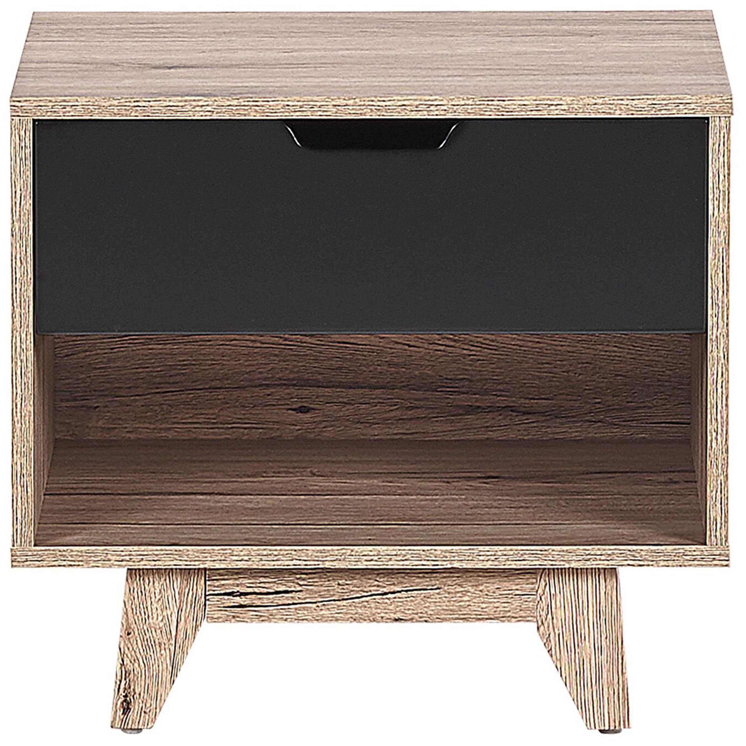 beliani-spencer-nachttisch-holz-hell-schwarz-mit-schublade image 5