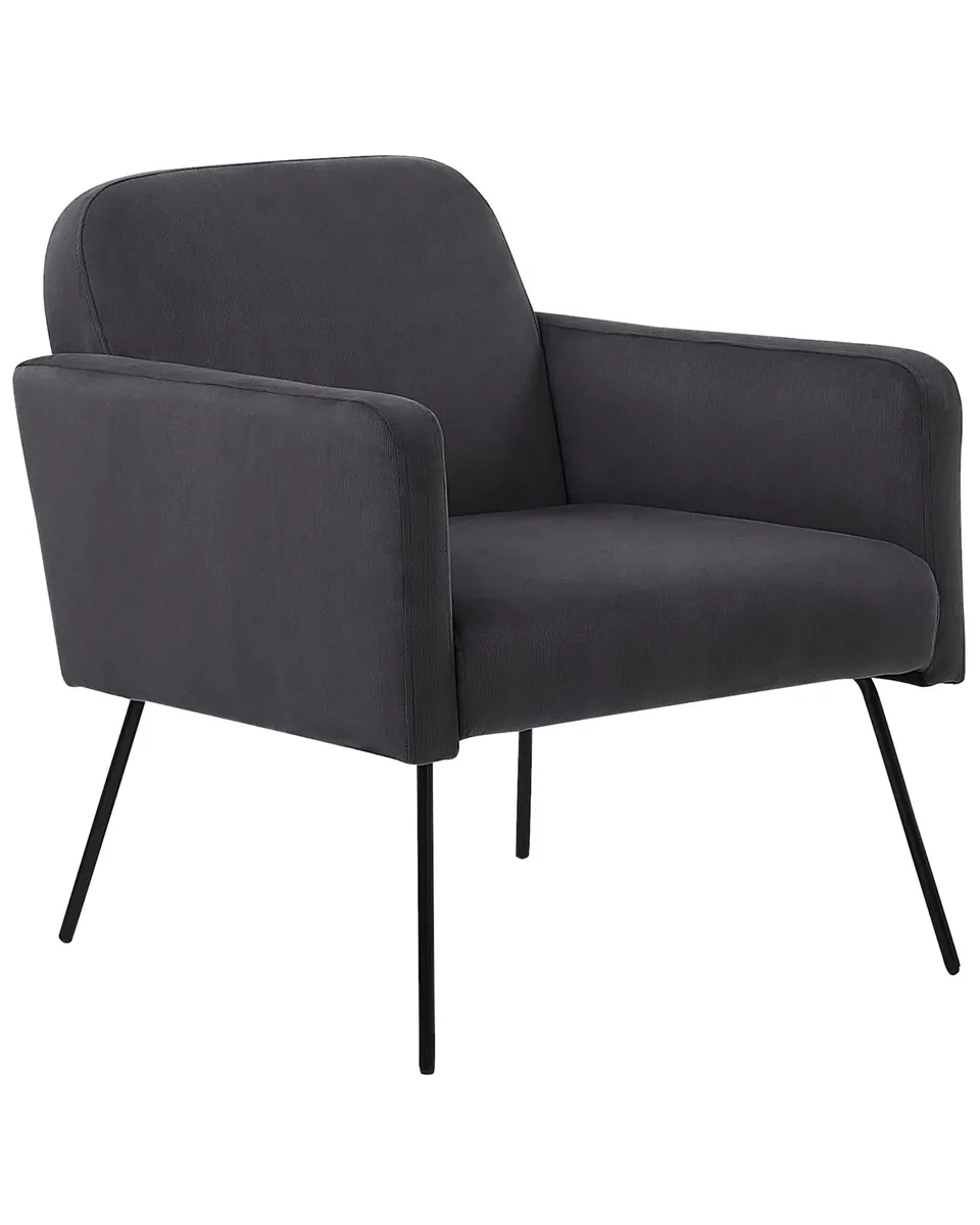 beliani-narken-sessel-samt-grau-metallgestell image 1