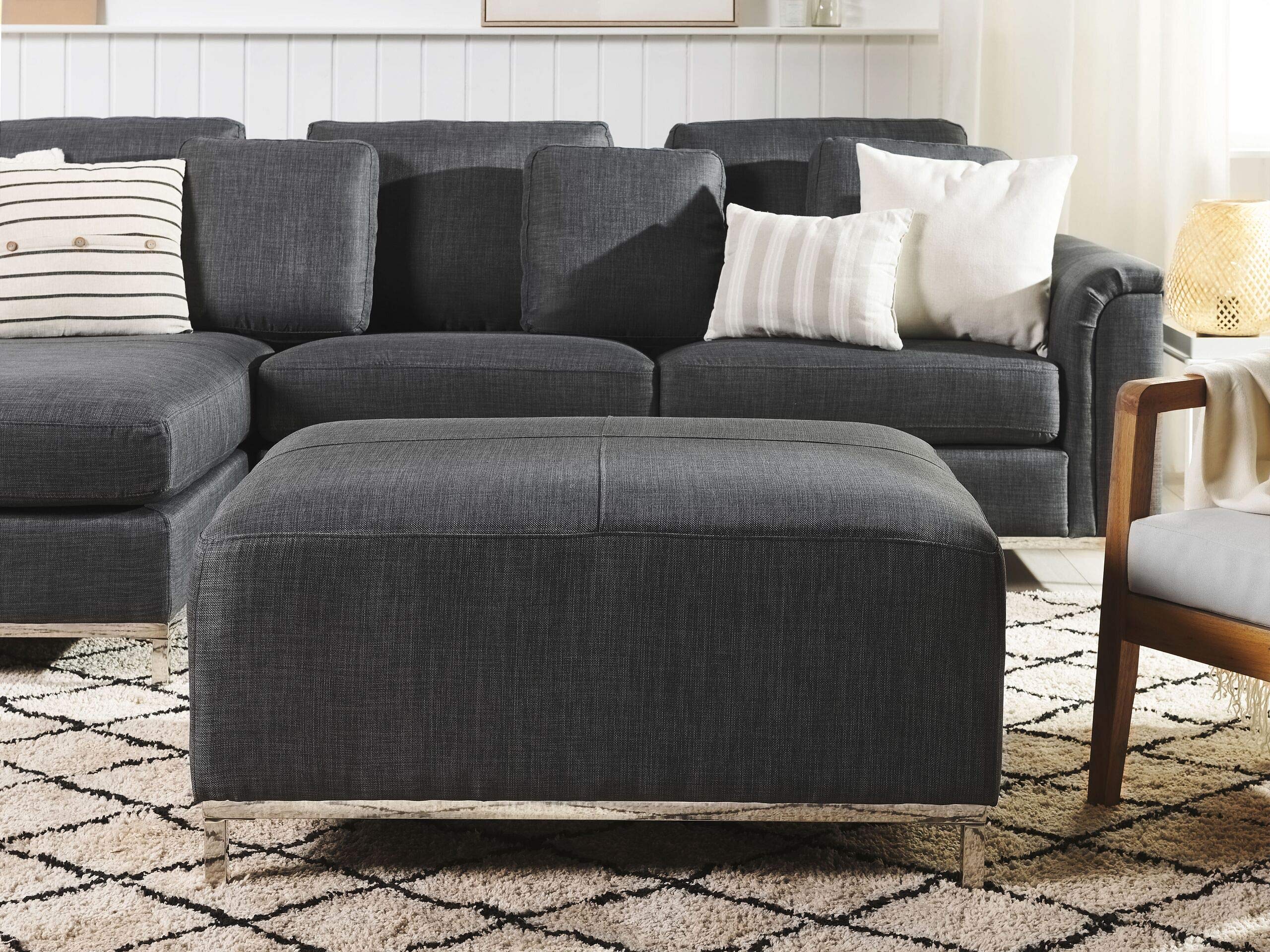 beliani-ottoman-sitzhocker-dunkelgrau-95x71-stoff-edelstahl image 2