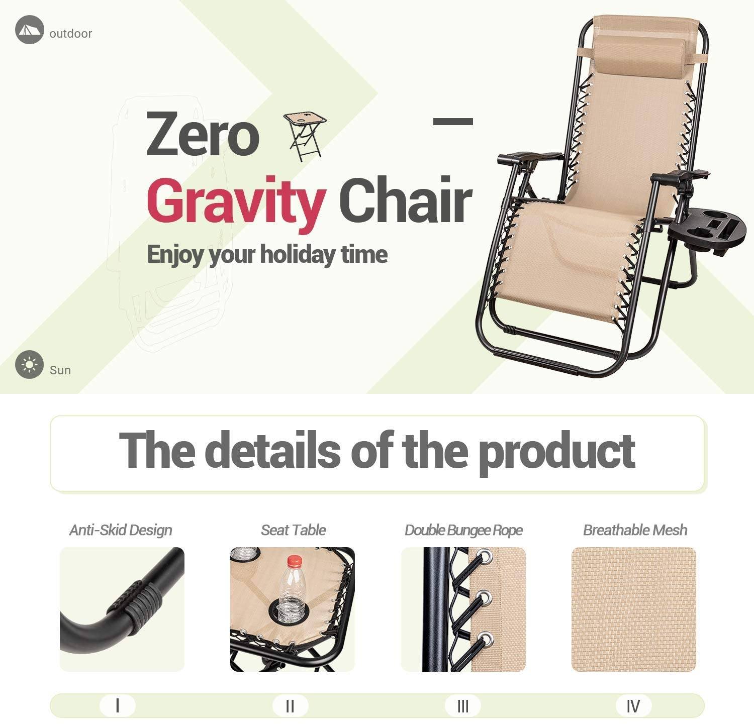 homall-zero-gravity-liegestuhl-beige-3-teilig-mit-tisch image 4