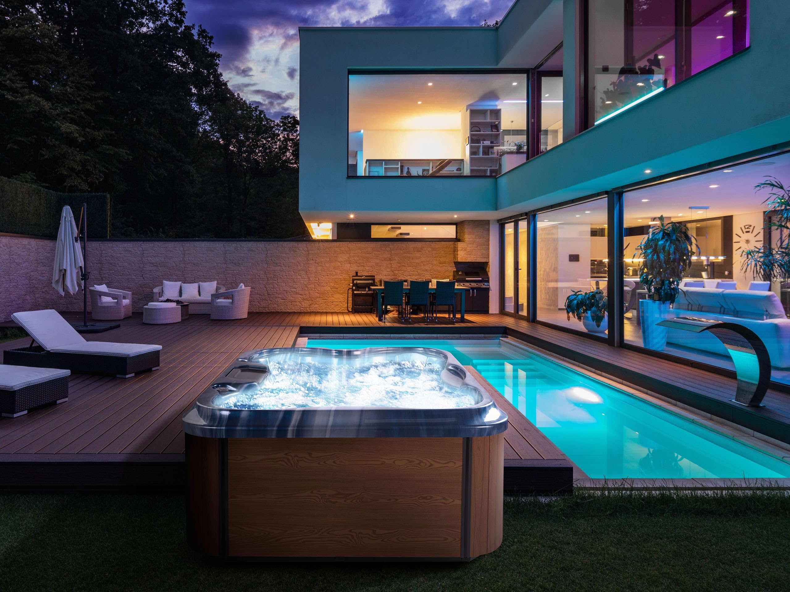 beliani-arcelia-whirlpool-outdoor-blau-4-personen-led image 2