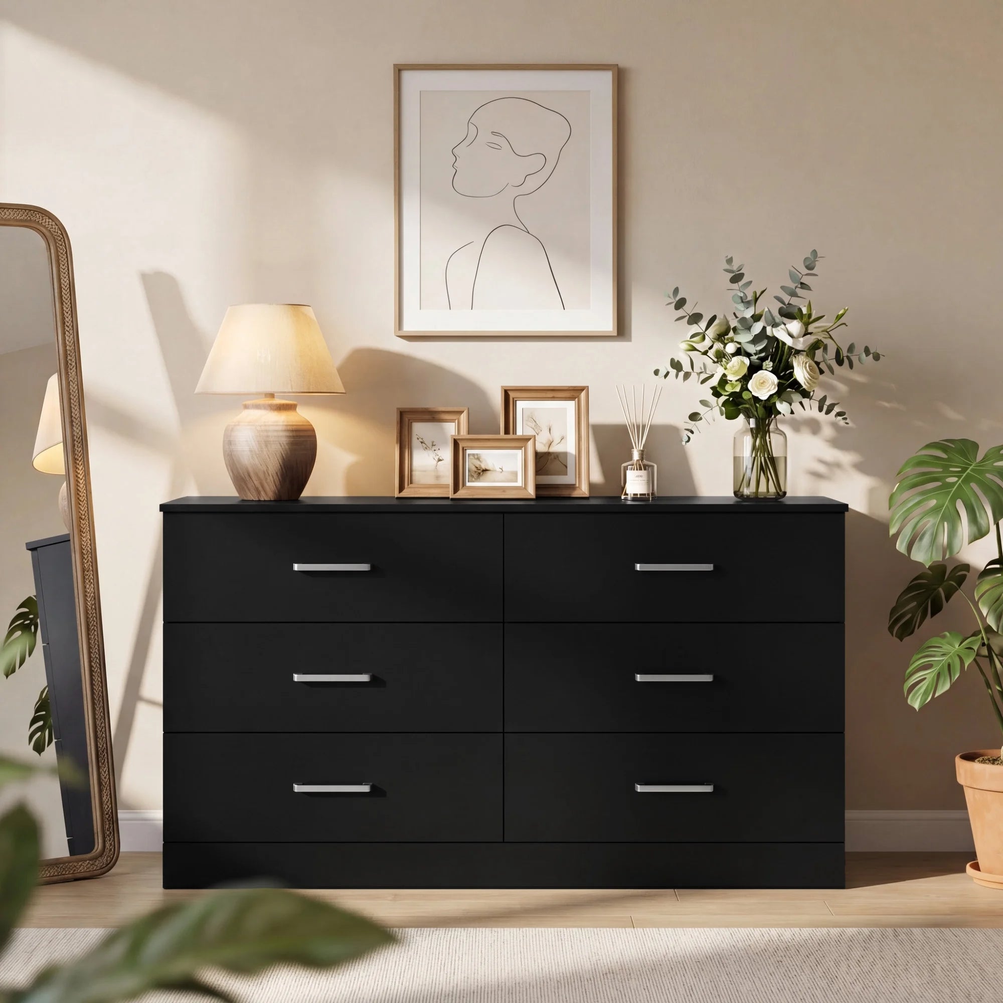 homall-bedroom-kommode-wei-6-schubladen-holz-griffe image 6
