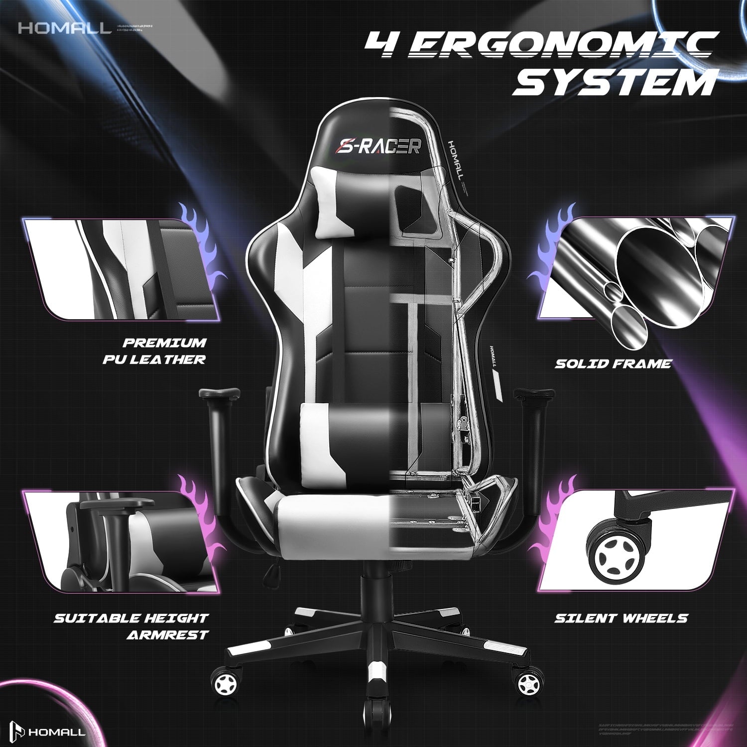 homall-gaming-chair-gamer-stuhl-wei-pu-leder-lordose image 5