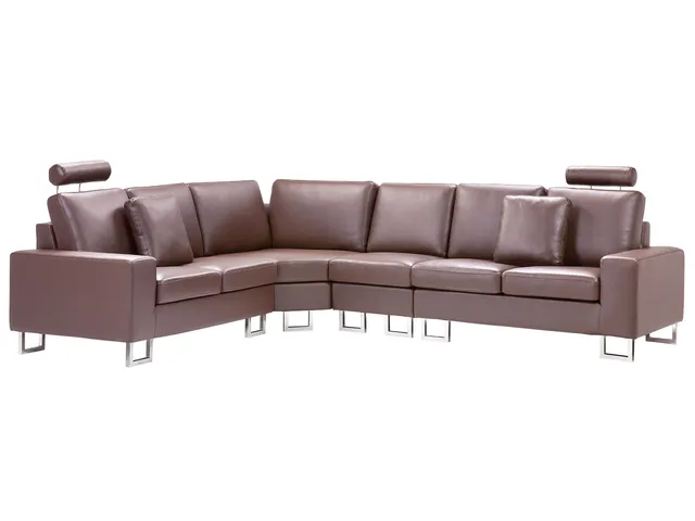 beliani-sofas-stockholm-ledersofa-rechts-braun image 1