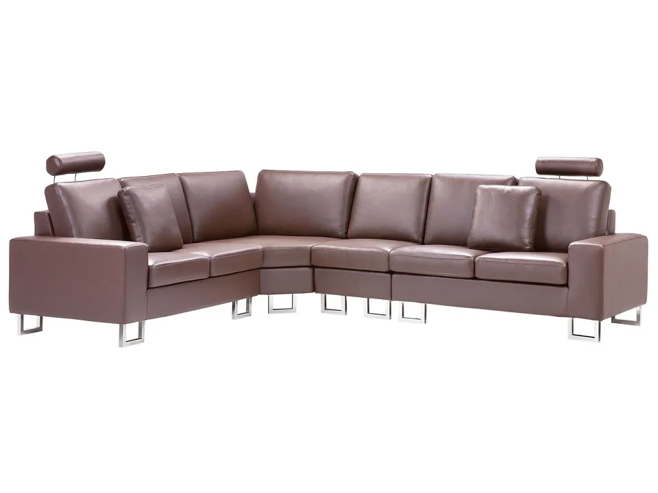 beliani-sofas-stockholm-ledersofa-rechts-braun image 1