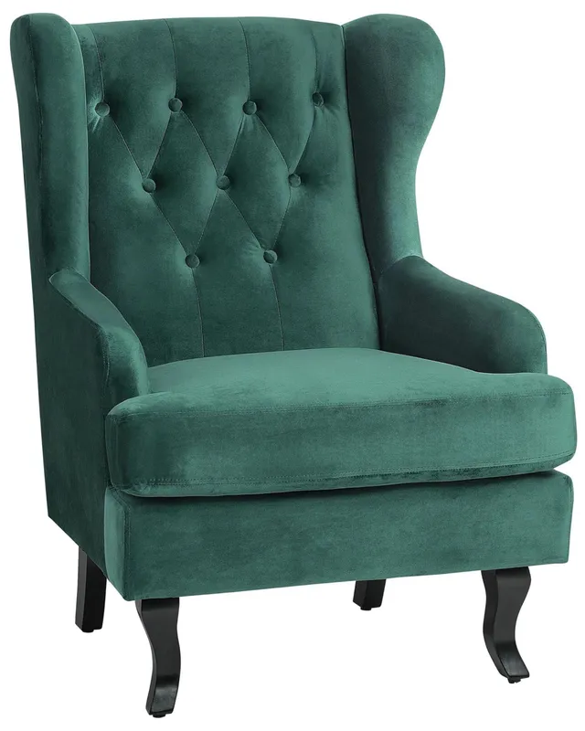beliani-alta-ohrensessel-samt-gr-n-chesterfield image 1
