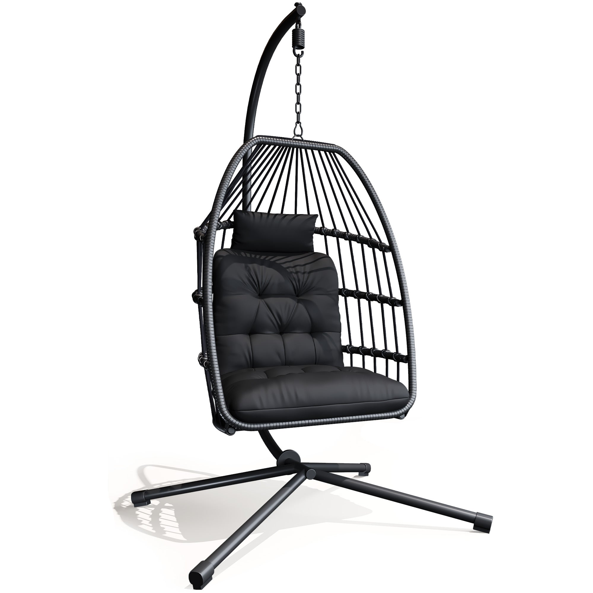 bealife-cd01-h-ngesessel-rattan-schwarz-mit-kissen image 1