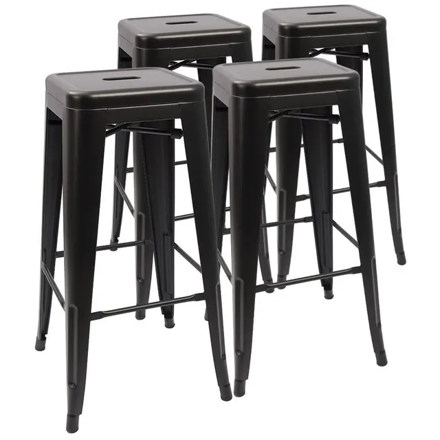 homall-barhocker-4er-set-schwarz-metall-76-cm-stapelbar image 1