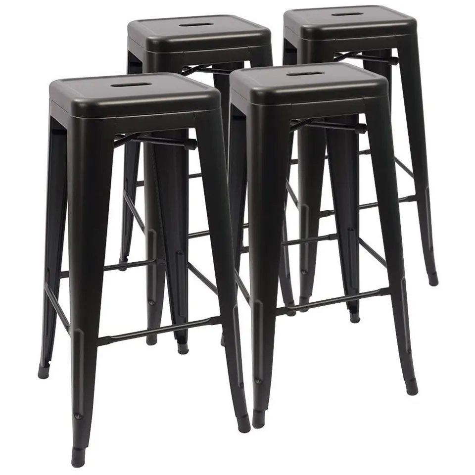 homall-barhocker-4er-set-schwarz-metall-76-cm-stapelbar image 1