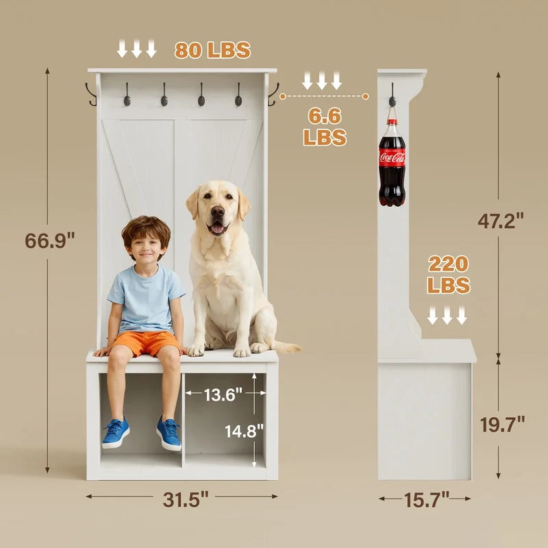 homall-shelf-garderobe-wei-mit-schuhbank-170-cm image 5