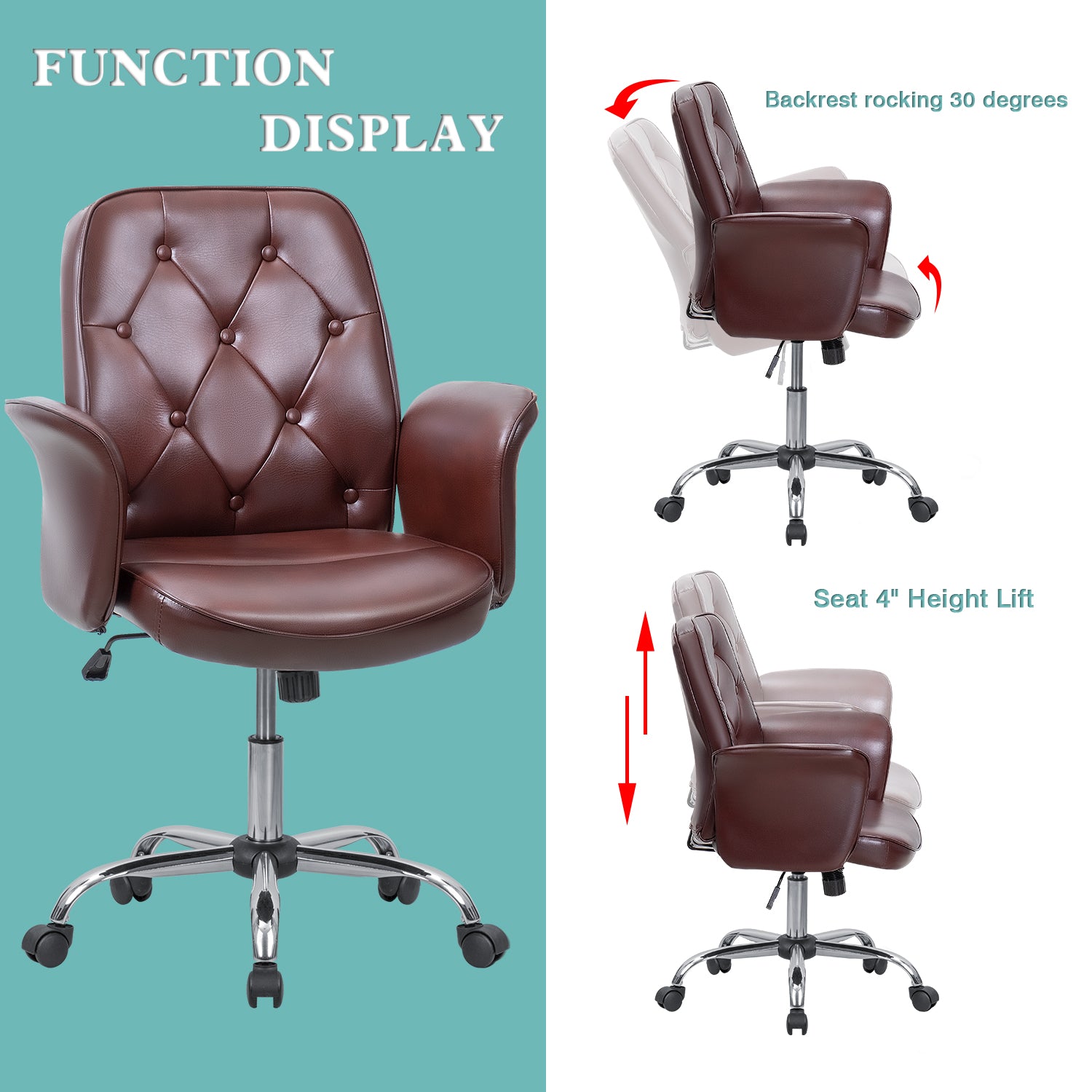 homall-office-leather-chair-b-rostuhl-braun-vintage image 4