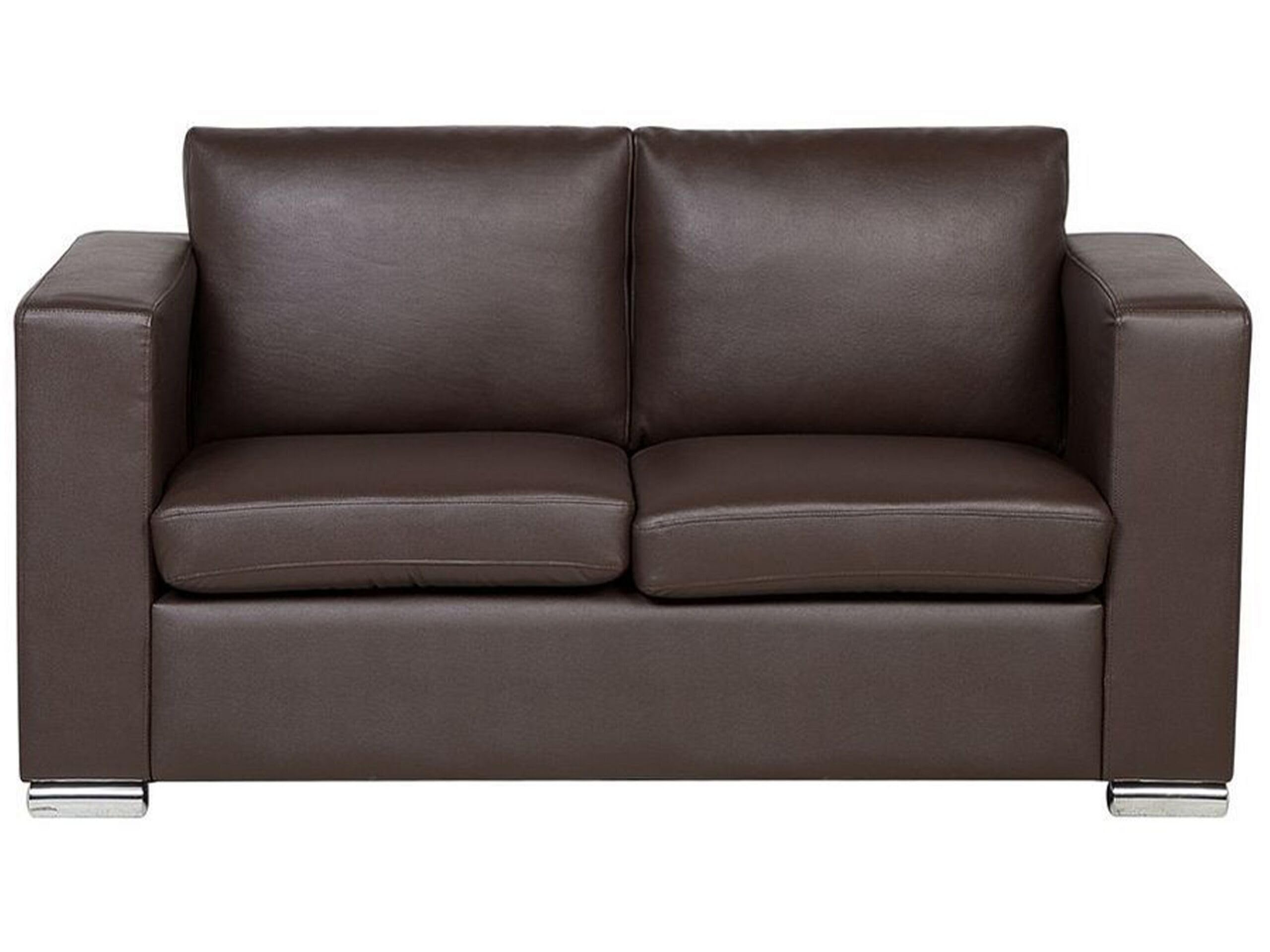 beliani-helsinki-2-sitzer-sofa-echtleder-braun-edelstahl image 1