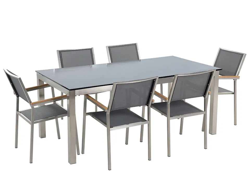 beliani-grosseto-gartenm-belset-schwarz-grau-180cm-7-tlg image 1