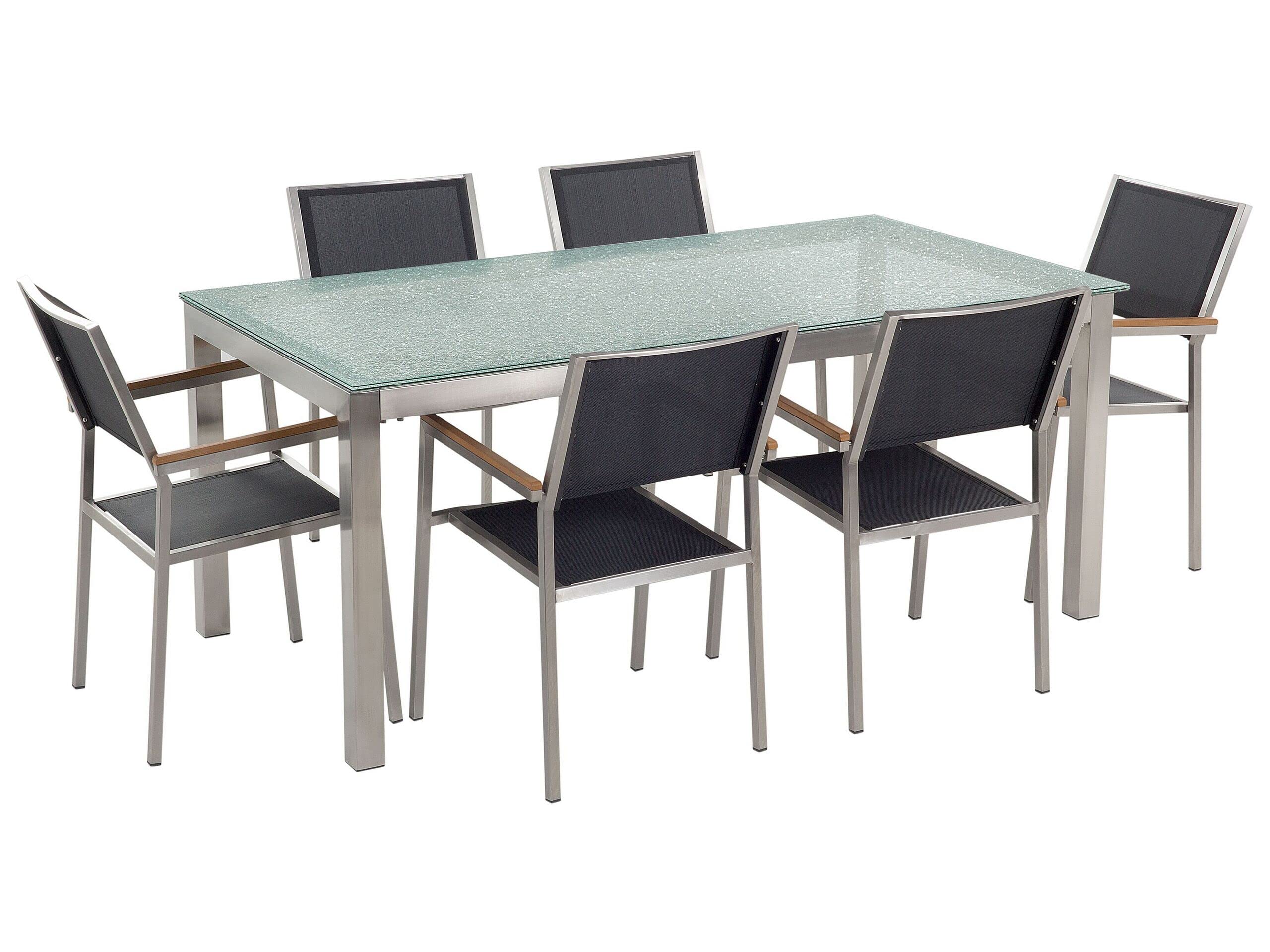 beliani-grosseto-gartenset-180cm-schwarz-6-st-hle image 1