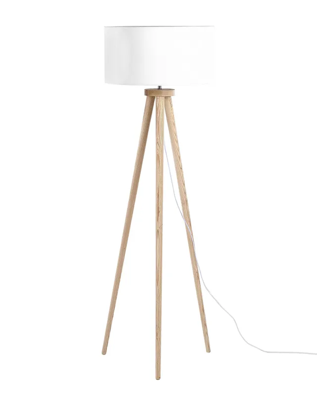 beliani-nitra-stehlampe-stoff-holz-wei image 1
