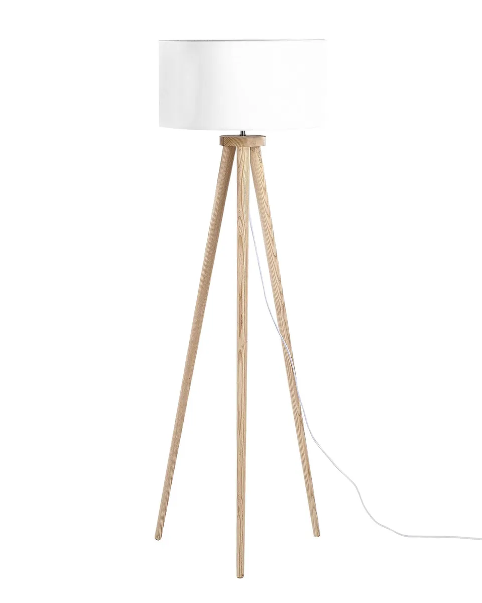 beliani-nitra-stehlampe-stoff-holz-wei image 1