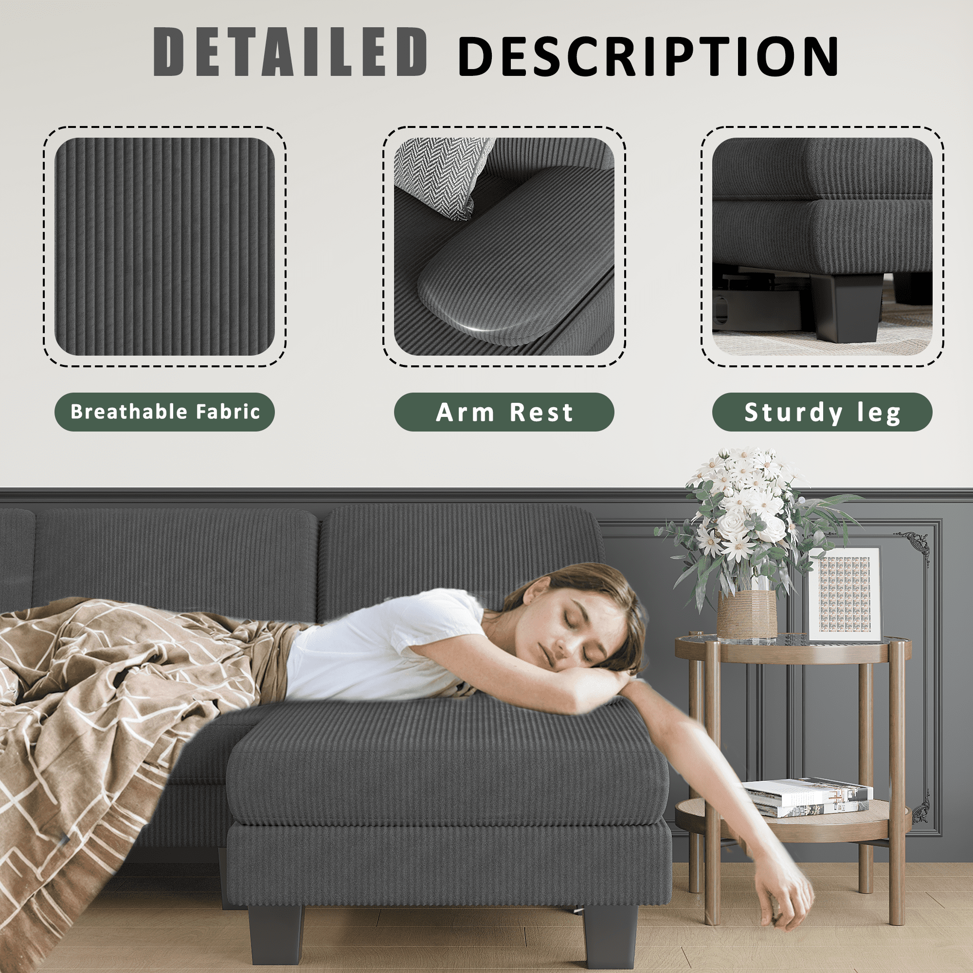 homall-ecksofa-u-form-cordsofa-beige-4-sitzer-modular image 6