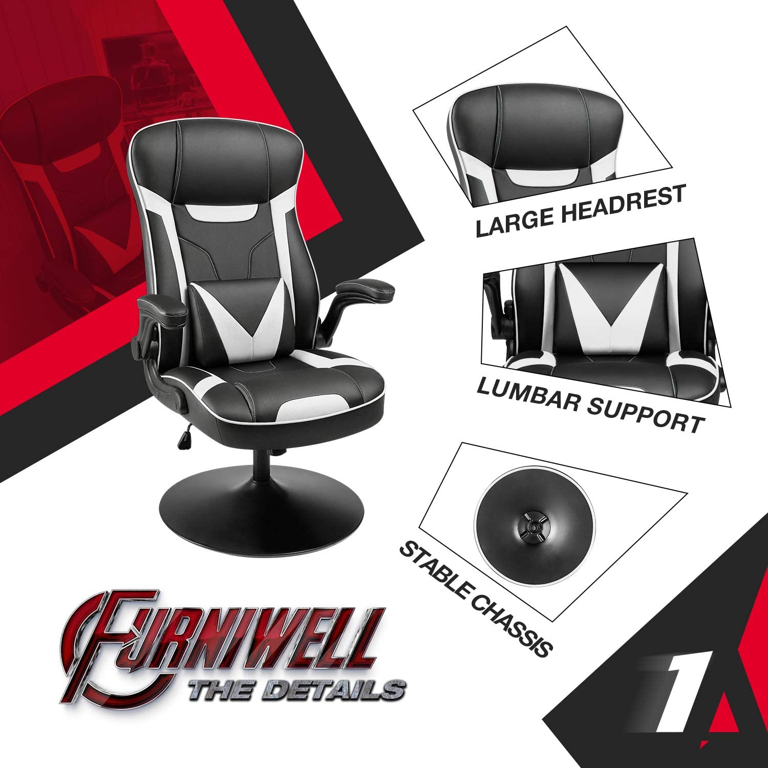 homall-gaming-stuhl-racing-weiss-mit-wippfunktion image 4