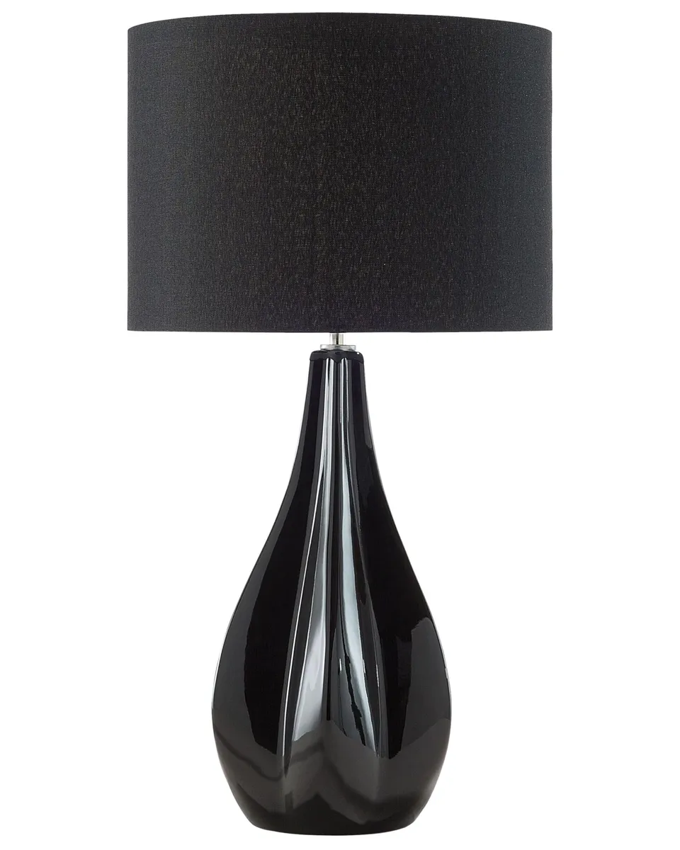 beliani-santee-tischlampe-schwarz-matt-kunstseide-e27 image 1