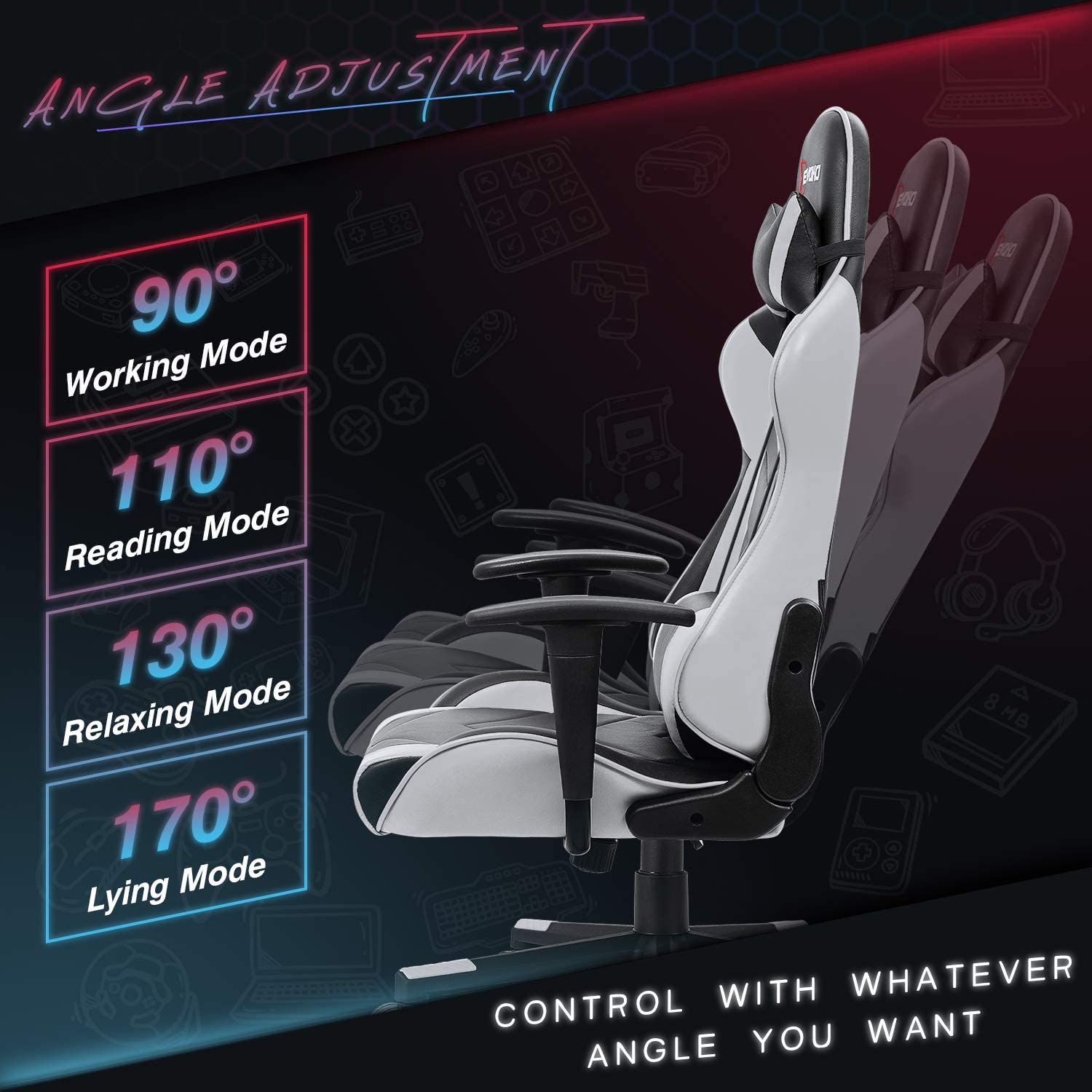 homall-gaming-chair-gamingstuhl-wei-kunstleder-drehbar image 5