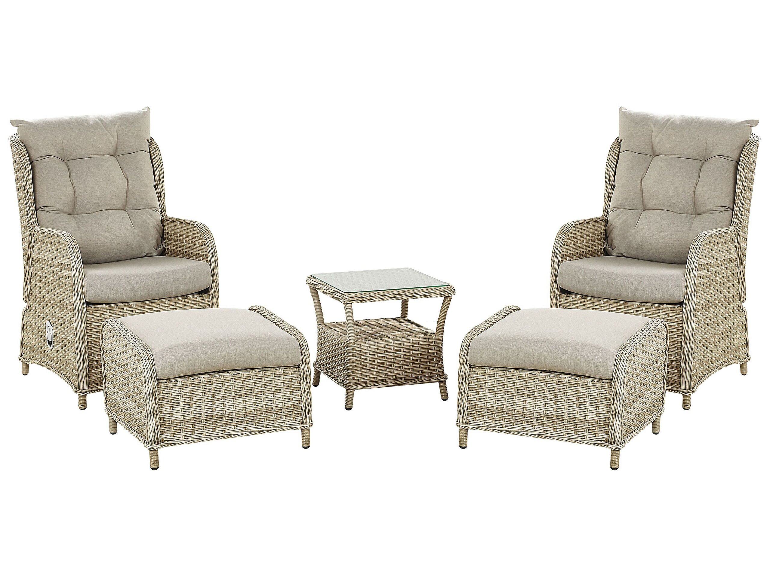 beliani-ponza-lounge-set-rattan-5-teilig-natur-mit-auflagen-beige image 1