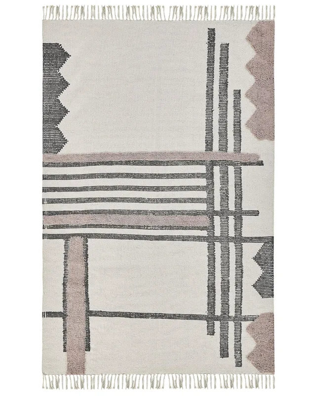 beliani-muradiye-baumwoll-teppich-beige-160x230-cm image 1