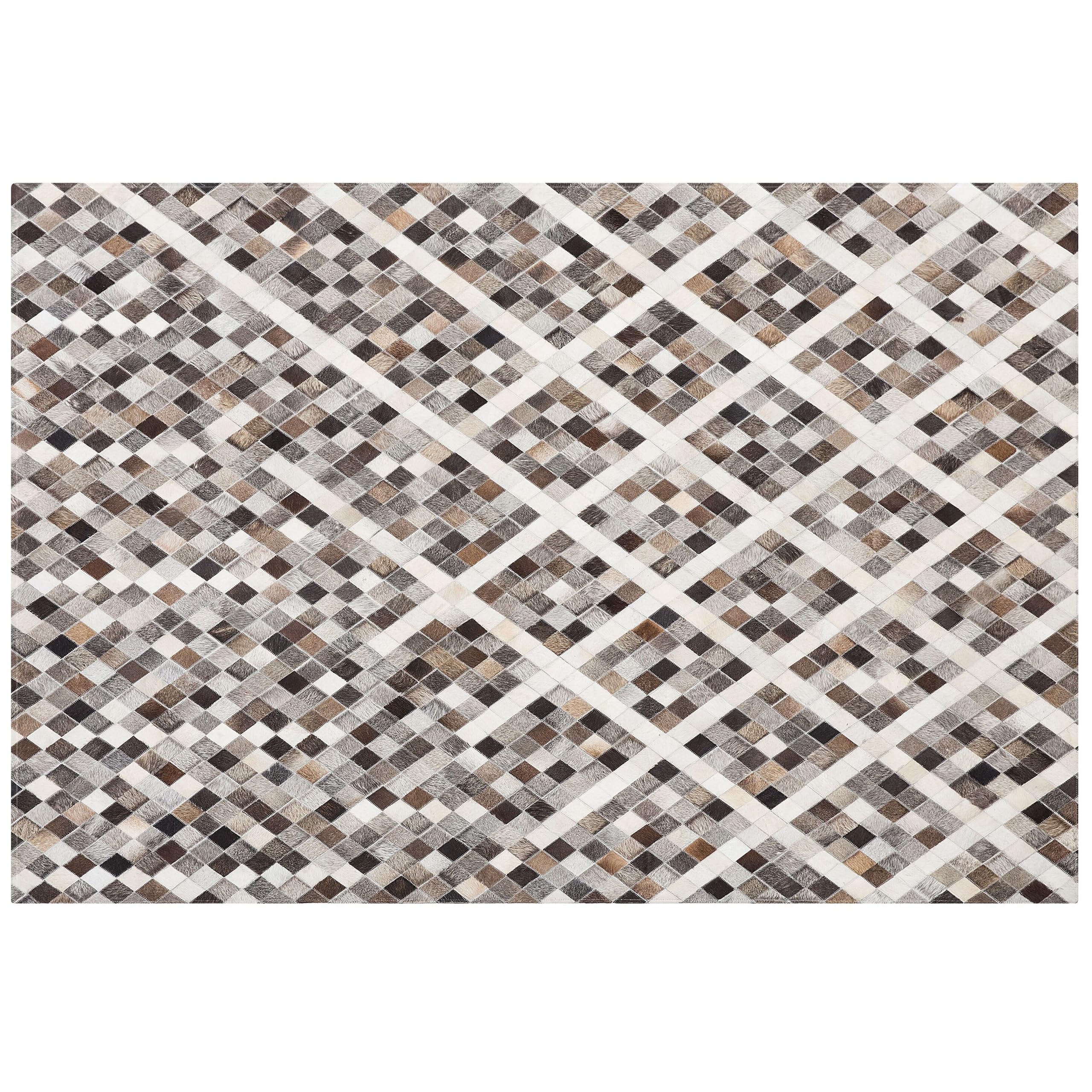 beliani-lederteppich-160x230-grau-patchwork-geometrisch-kuhfell image 4