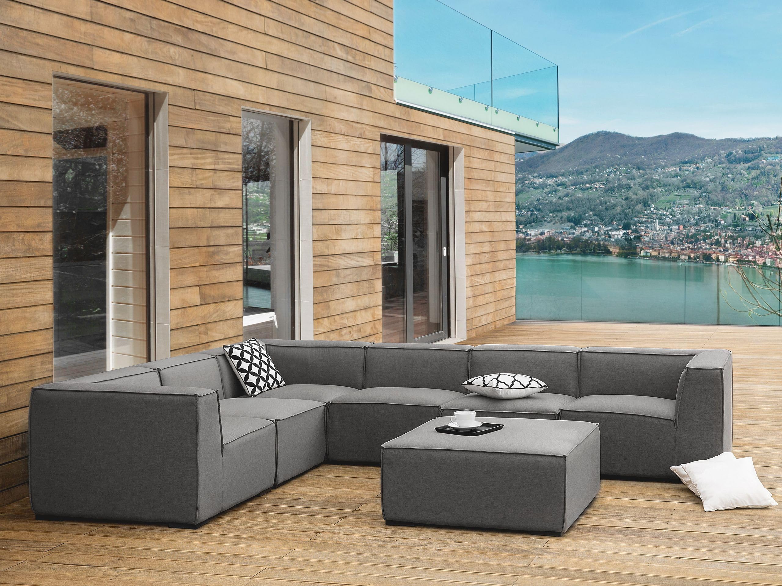 beliani-arezzo-lounge-set-7-teilig-grau-rechtsseitig-outdoor image 2