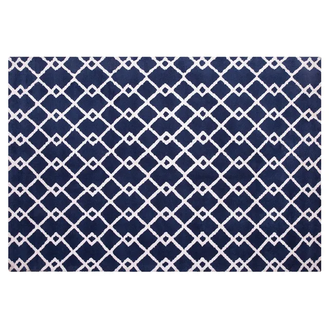beliani-teppiche-serres-teppich-140x200-blau-geometrisch-kurzflor image 1