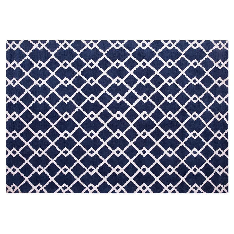 beliani-teppiche-serres-teppich-140x200-blau-geometrisch-kurzflor image 1
