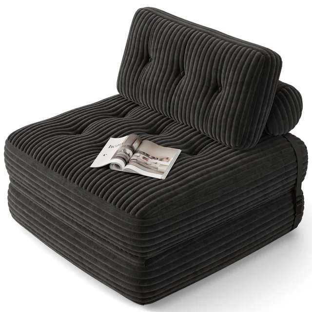 bealife-ar32-sitzsack-faltbar-schwarz-cord-schlafsofa image 1