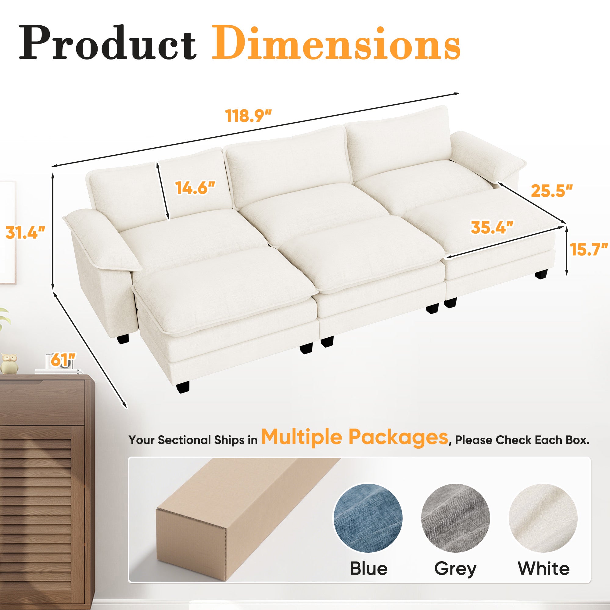 homall-sofa-119-zoll-modular-3-sitzer-couch-grau-chenille image 5