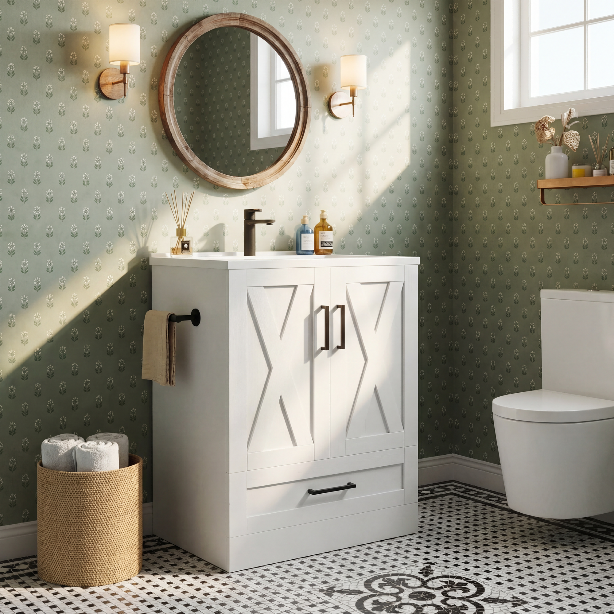 homall-bedroom-waschtisch-61cm-wei-landhaus-mit-waschbecken image 6