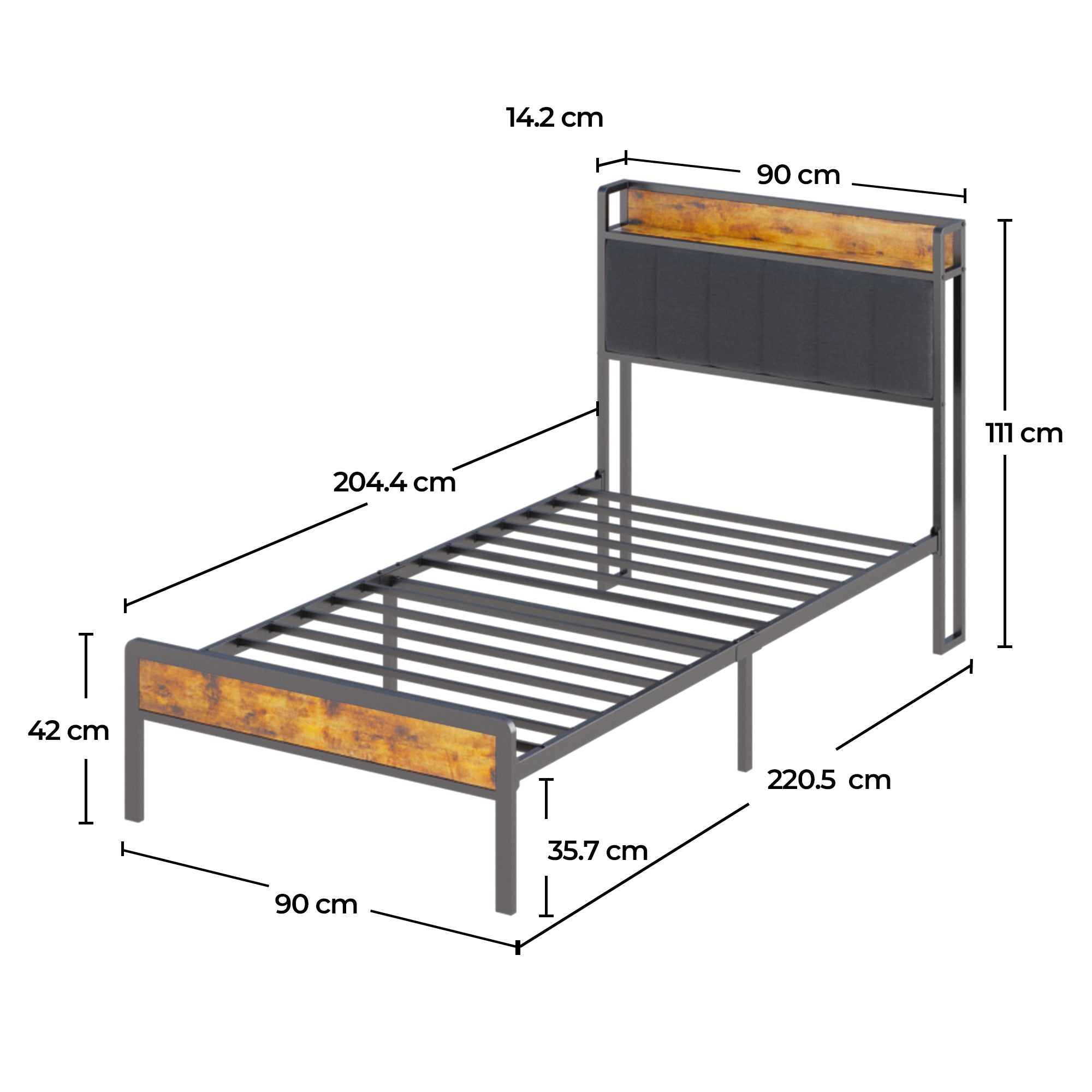 bealife-bf24-einzelbett-metall-90x200-dunkelgrau-mit-ablage image 4