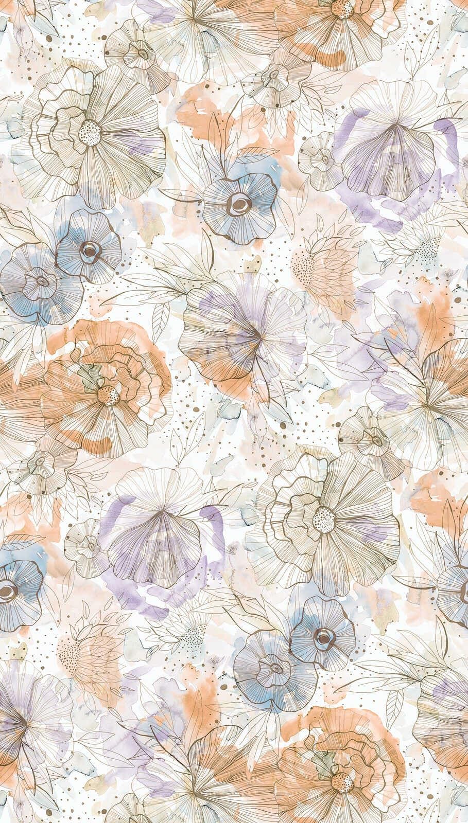 livingwalls-fototapeten-blumen-fototapete-beige-orange-1-59x2-8m image 2