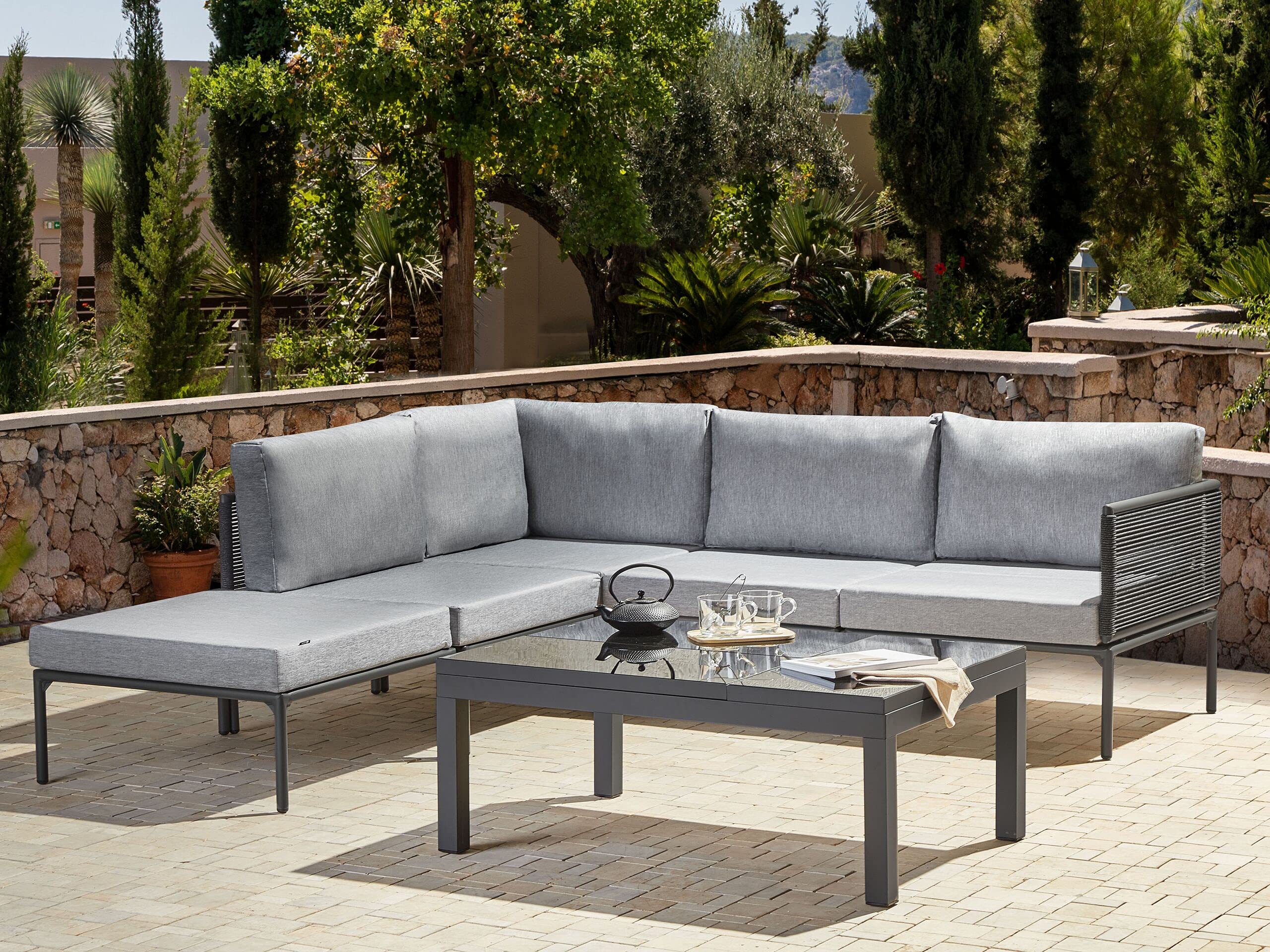 beliani-forano-lounge-set-aluminium-6-personen-couchtisch-grau image 2